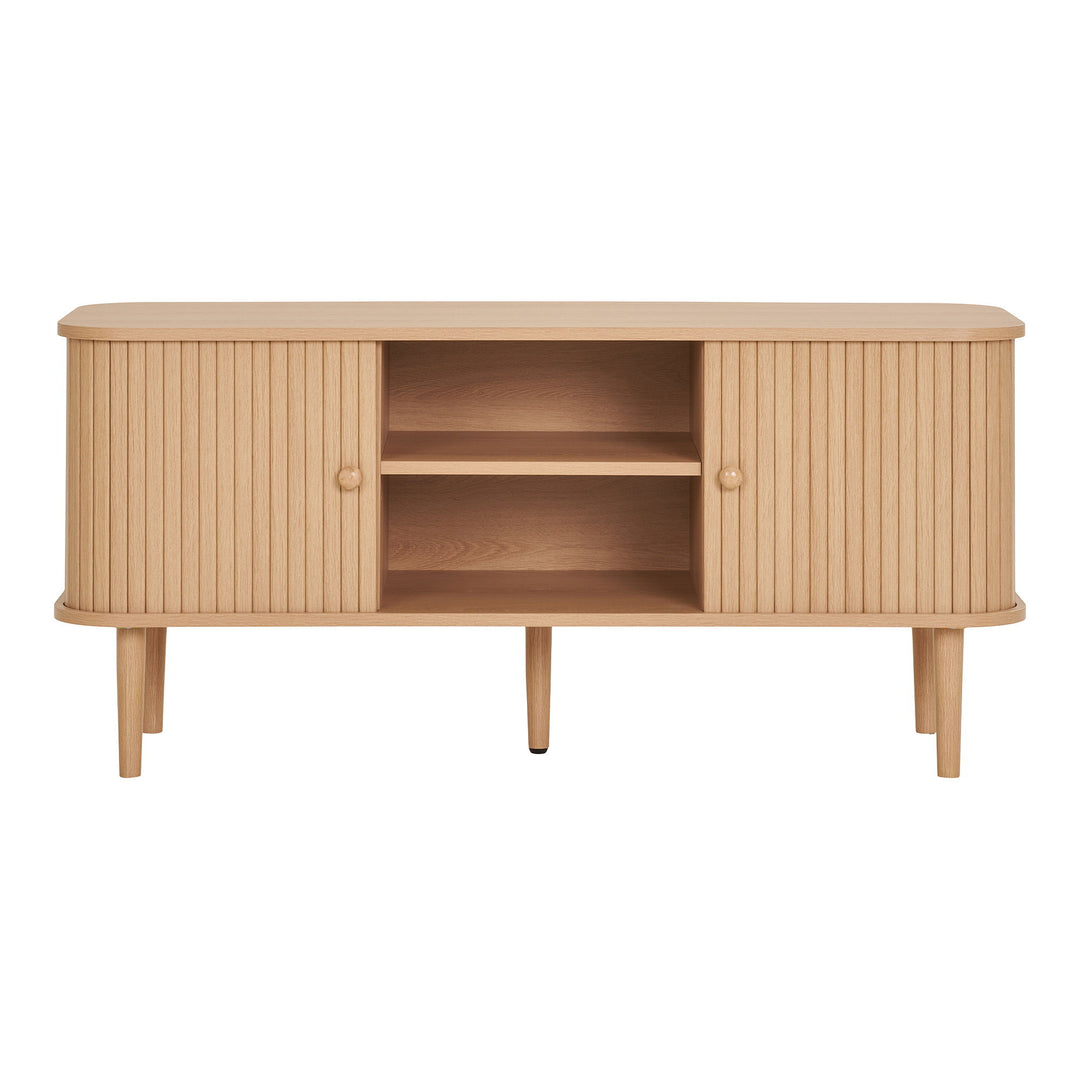 HOUSE NORDIC Nikko TV-bænk m. 2 skydelåger og 1 hylde natur fyrretræ 113x40