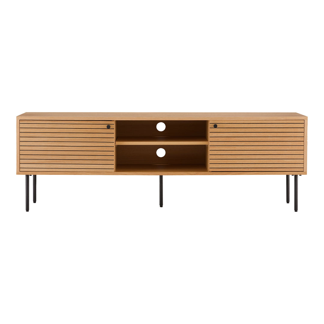 Produktbillede af HOUSE NORDIC Kyoto TV-bord m. 2 låger og 2 hylder natur egefiner og sort stål 150x40 i premium kvalitet