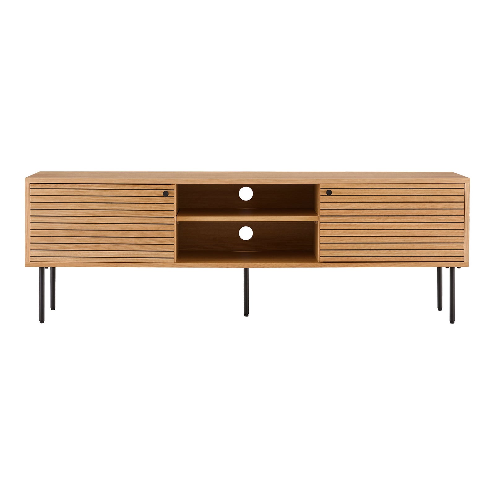 Produktbillede af HOUSE NORDIC Kyoto TV-bord m. 2 låger og 2 hylder natur egefiner og sort stål 150x40 i premium kvalitet