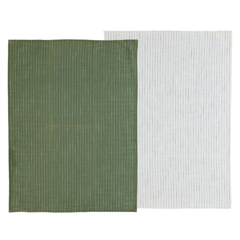 Produktbillede af Södahl Line Viskestykke 50 x 70 cm 2 stk. Olive/White i premium kvalitet