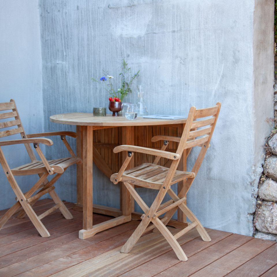 Produktbillede af Expa Spisebord med folde funktion teak diameter 110 cm. på tilbud i høj kvalitet