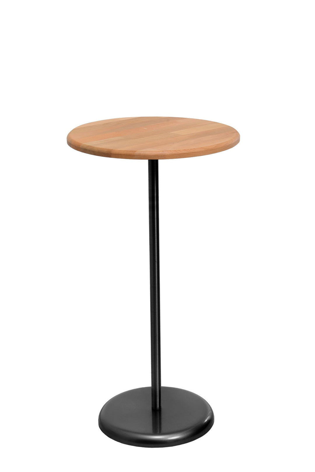 NORDVÄRK 1032 sidebord rund egefarvet bøgetræ og sort metal Ø40