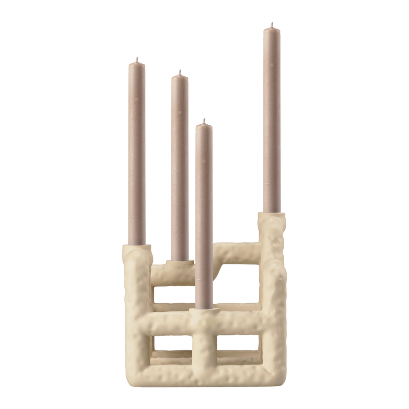 VILLA COLLECTION Lyng lysestage til 4 kronelys sand polyresin 21x21