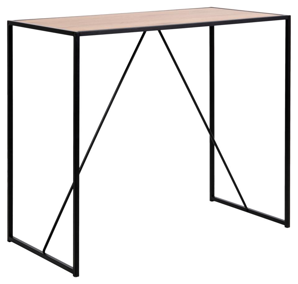 Produktbillede af ACT NORDIC Seaford barbord rektangulær natur vild eg papir og mat sort stål 120x60 i premium kvalitet
