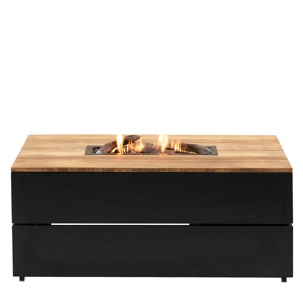 COSI FIRES Cosipure 120 ildbord rektangulær natur teaktræ og sort aluminium 120x80