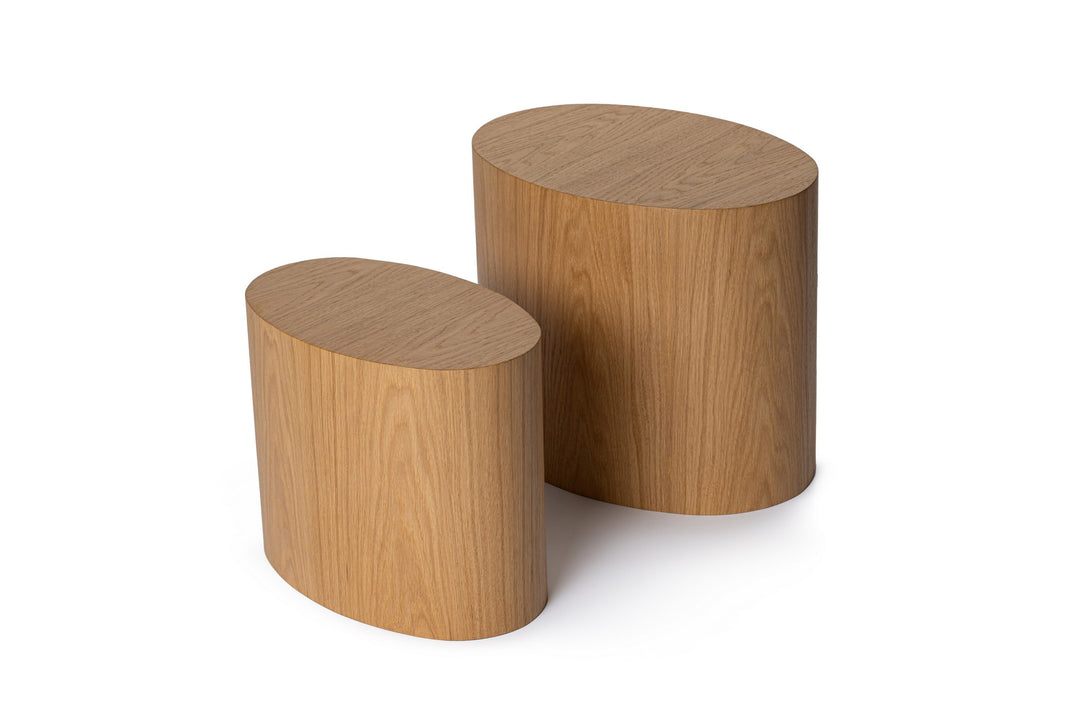 NORDVÄRK Elipse sidebord oval natur egefinér sæt med 2