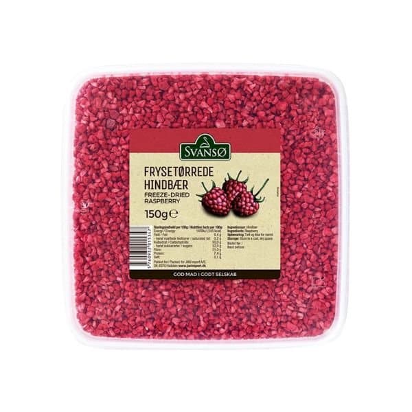 Hindbær Frysetørret 150 G ✔ Kæmpe udvalg i SVANSØ ✔ Billig fragt og hurtig levering 2 - 5 hverdage - Varenummer: BAR-675960 / Ean: '5711779634017 på lager - Udsalg på Delikatesser - Sødt - Sød tørret frugt Spar op til 51% - Over 350 kendte brands på udsalg