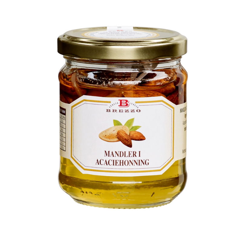 Produktbillede af Acacie Honning Med Mandler 240g på tilbud i premium kvalitet