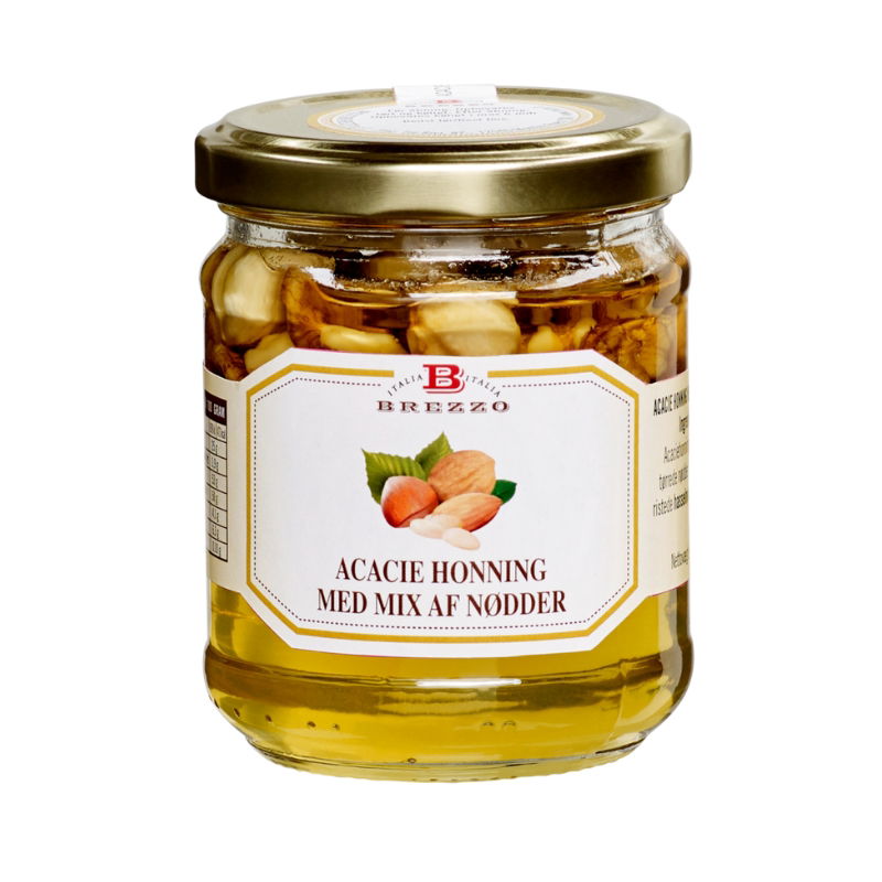 Produktbillede af Acacie Honning Med Mixed Nødder 240g på tilbud i premium kvalitet