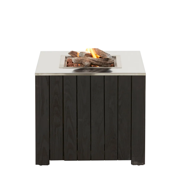 COSI FIRES Cosicube 70 ildbord kvadratisk rustfrit stål og sort træ 70x70