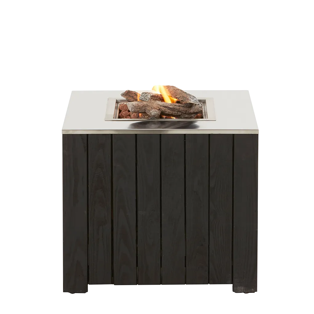 COSI FIRES Cosicube 70 ildbord kvadratisk rustfrit stål og sort træ 70x70