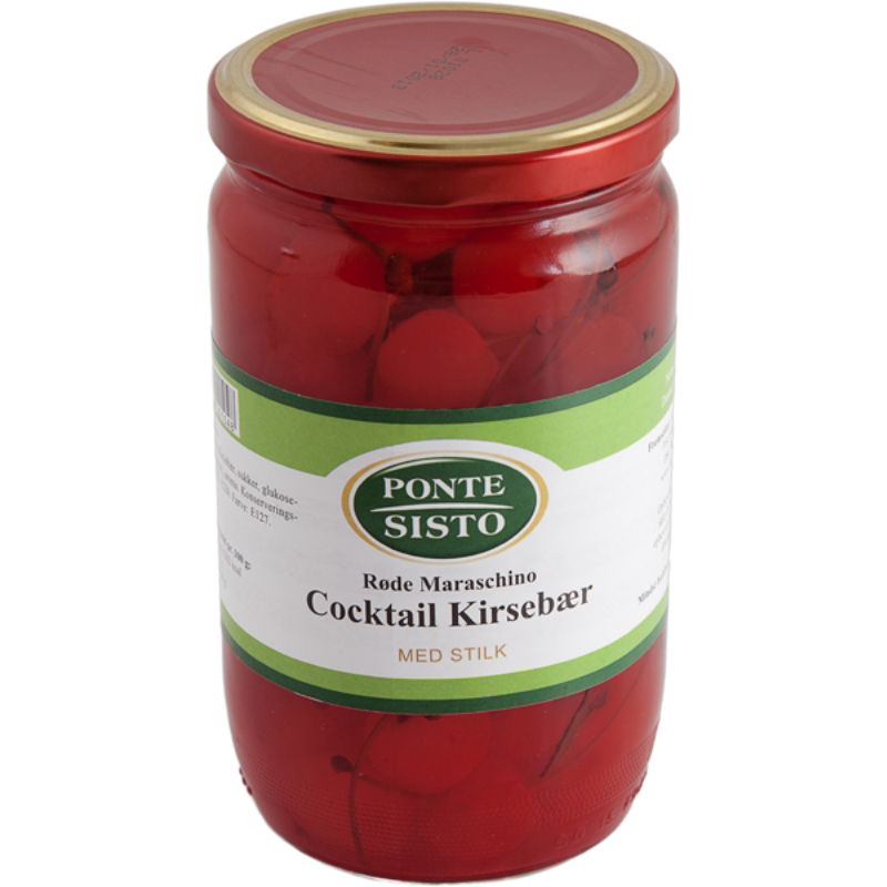 Produktbillede af Maraschino Kirsebær M/stilk Rød 720 g på tilbud i brug