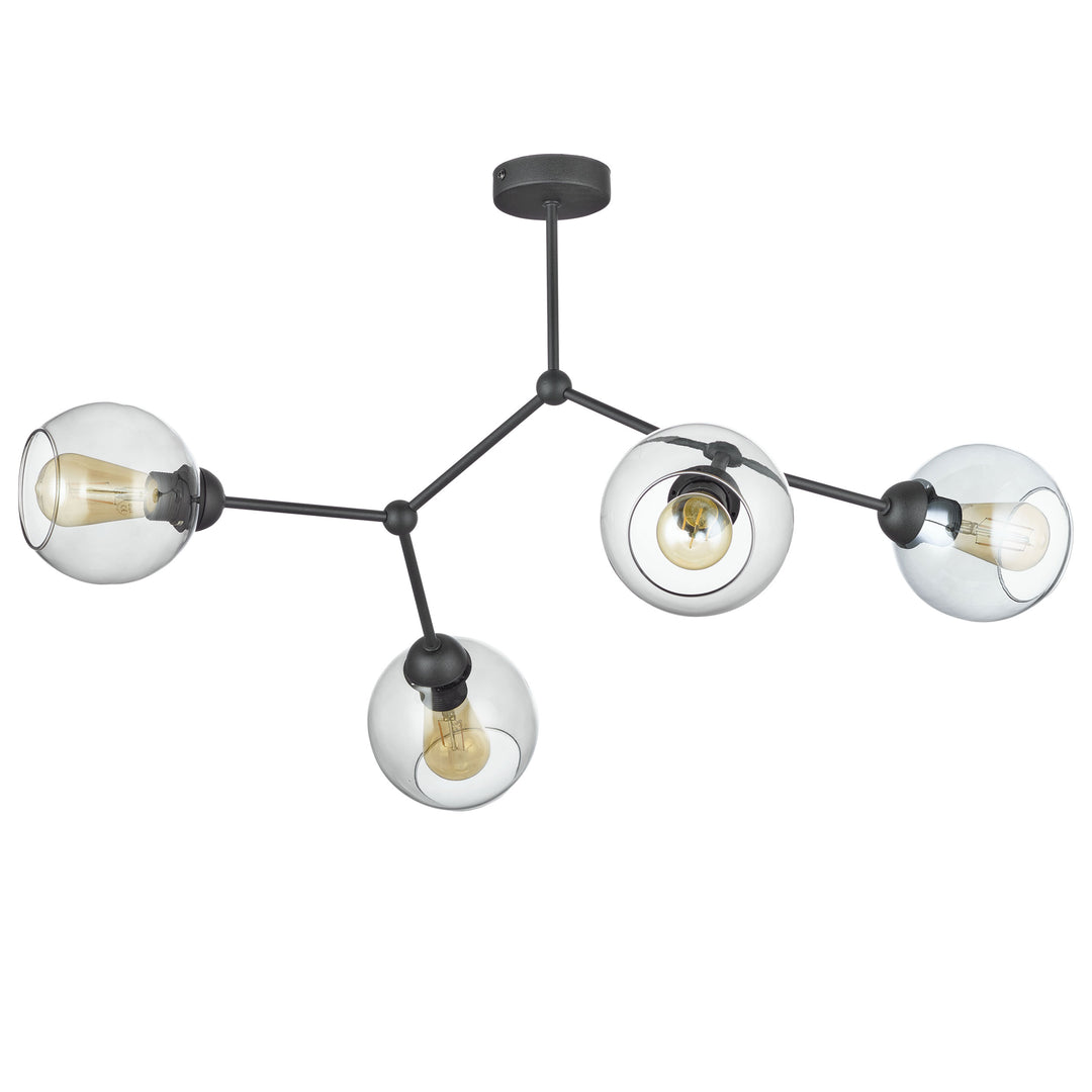TK Fairy loftlampe m. 4 skærme glas og sort metal