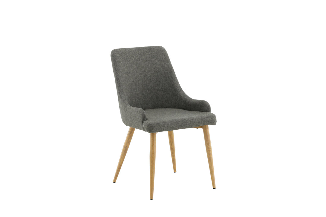 VENTURE DESIGN Plaza spisebordsstol m. armlæn mørkegrå polyester og egelook stål