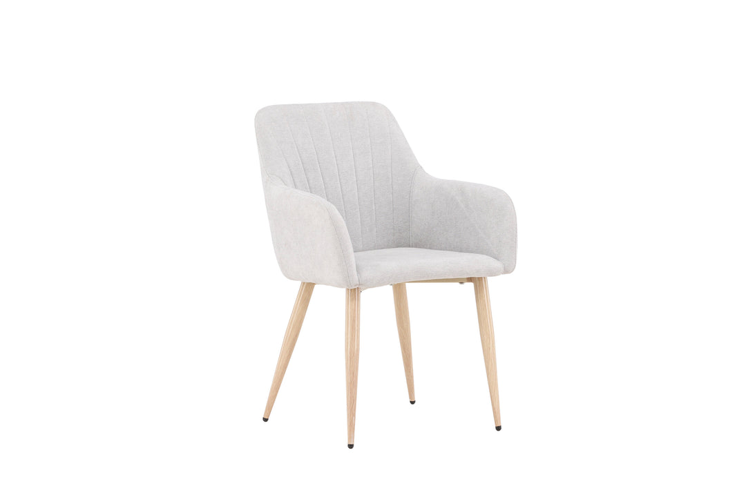 VENTURE DESIGN Comfort spisebordsstol m. armlæn lysegrå polyester og træfarvet stål