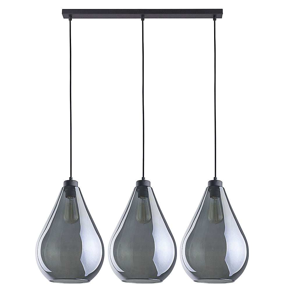 TK Fuente loftlampe m. 3 skærme grafit glas og sort metal