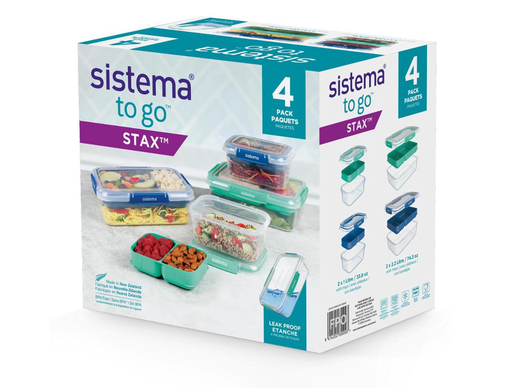 Produktbillede af Sistema Club 4 Pack Stax To Go 2x 1L og 2x 2.2L i premium kvalitet