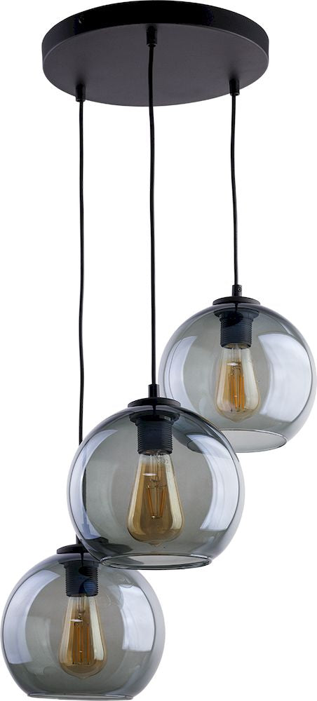 TK Cubus loftlampe m. 3 skærme grafit glas og sort metal