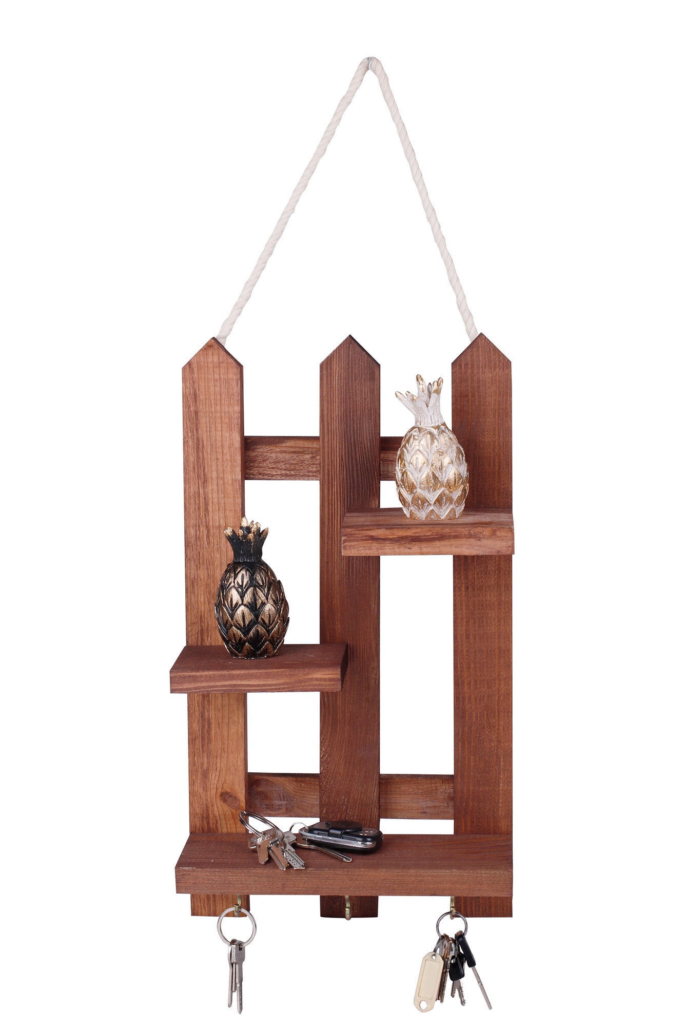 Produktbillede af NORDVÄRK 213-Ka entréhylde m. kroge til nøgler valnøddefarvet træ i premium kvalitet