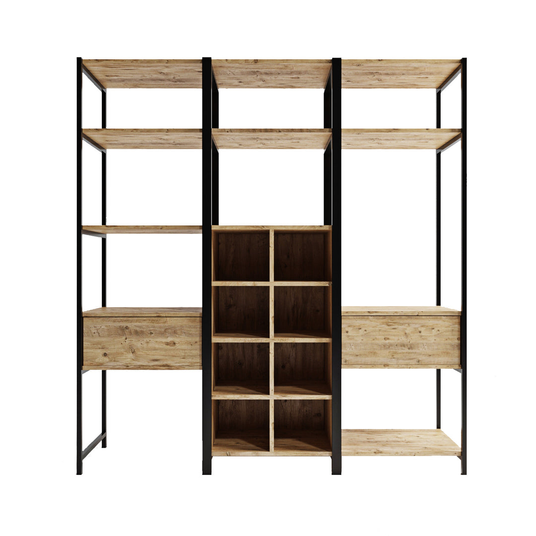FUNZI LIVING Trend garderobeskab m. 1 bøjlestang hylder natur melamin og metal