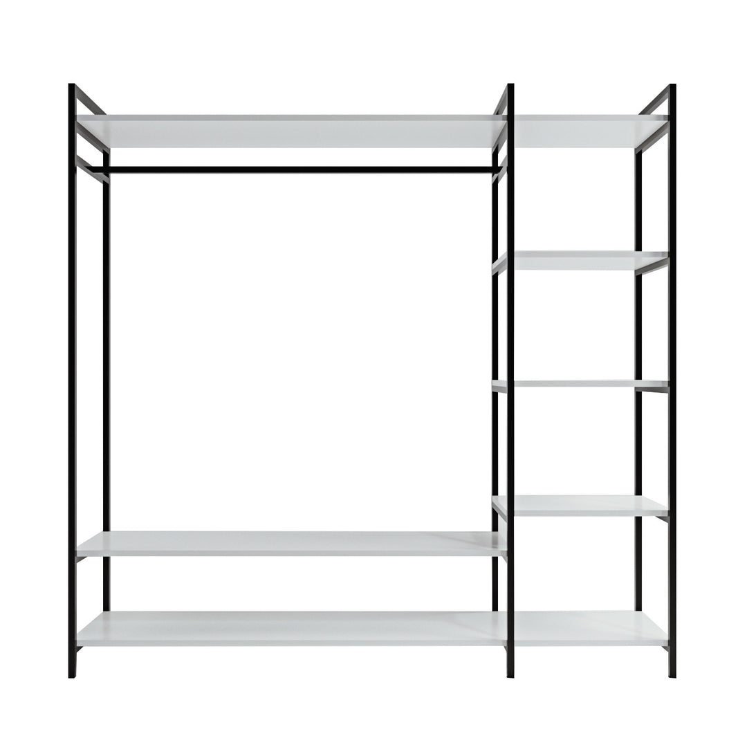 FUNZI LIVING Trend garderobeskab m. 1 bøjlestang 5 hylder hvid melamin og metal