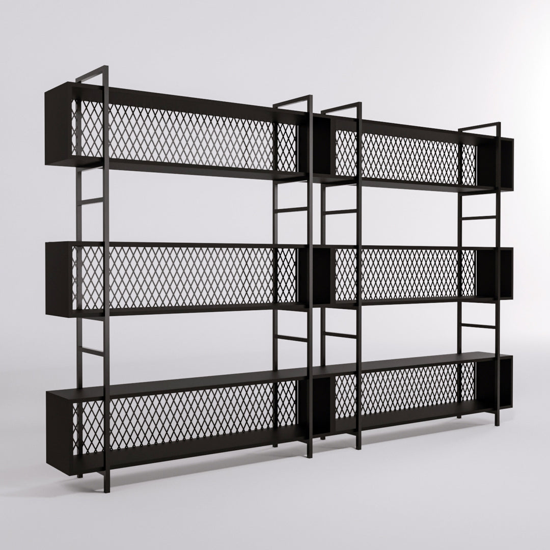 FUNZI LIVING reol sort melamin og sort metal
