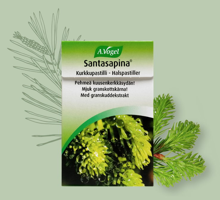 Detaljeret produktbillede af A.Vogel Santasapina Bonbons 30g. på tilbud