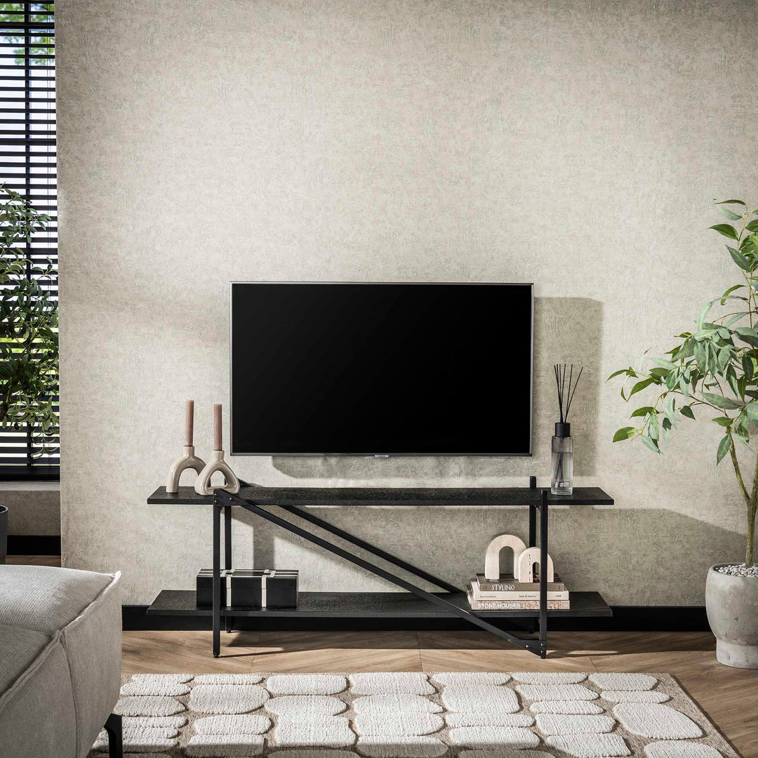 Produktbillede af Namu Tv bord i grå-sort metal bredde 140 cm. på tilbud i høj kvalitet