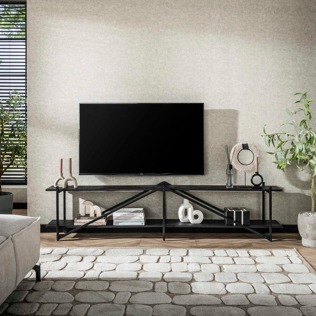 Produktbillede af Namu Tv bord i grå-sort metal bredde 220 cm. på tilbud i høj kvalitet