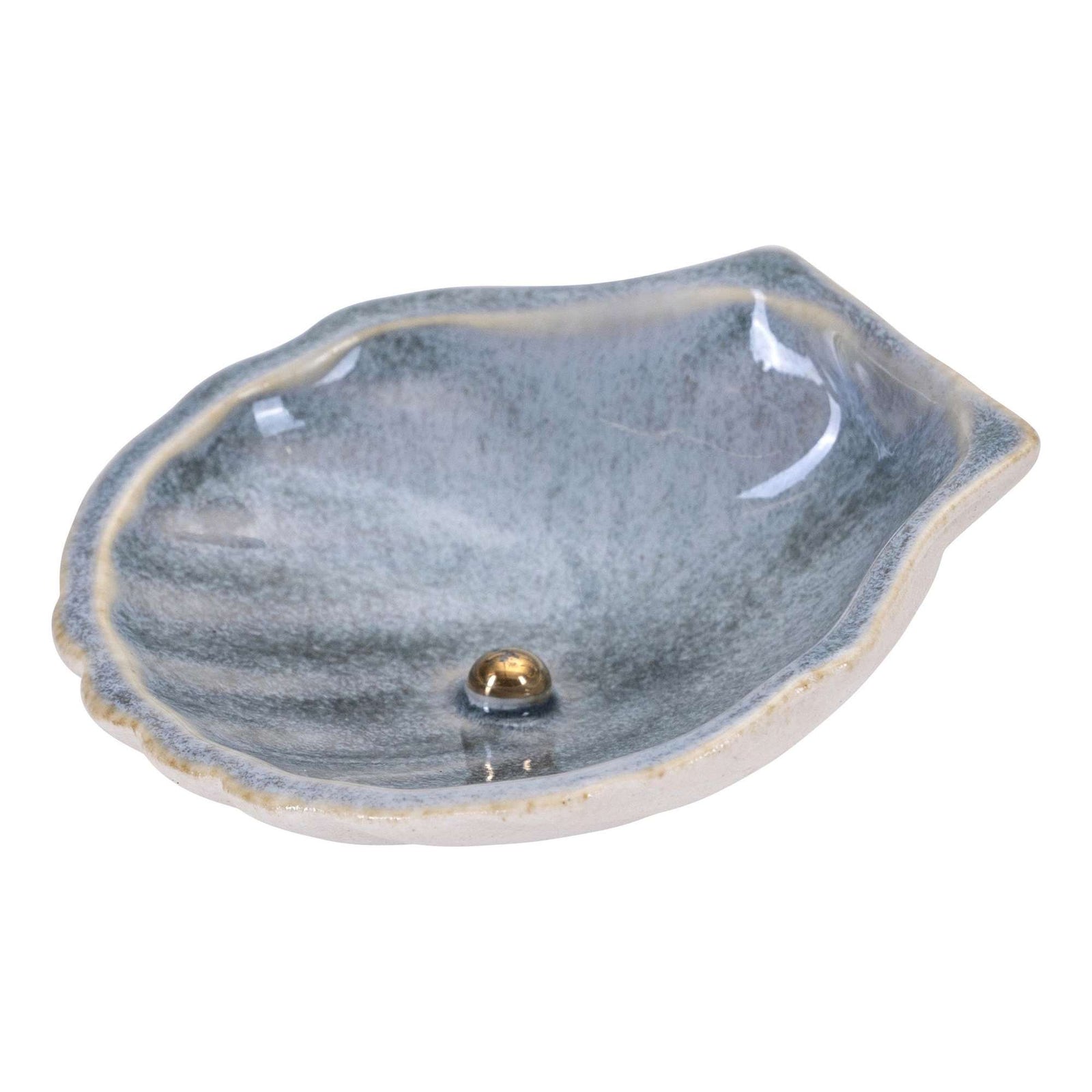 Produktbillede af Nääsgränsgården Scallop with golden pearl large creme ø10cm i premium kvalitet