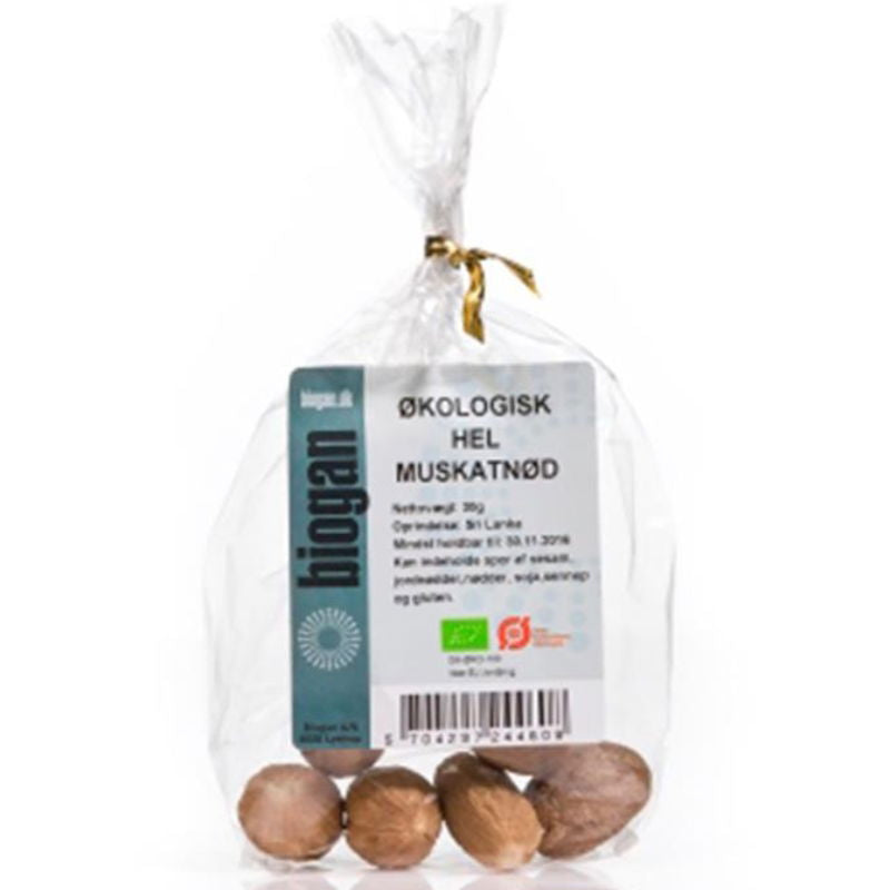 Produktbillede af Hel Muskatnød Øko 30 g på tilbud i premium kvalitet