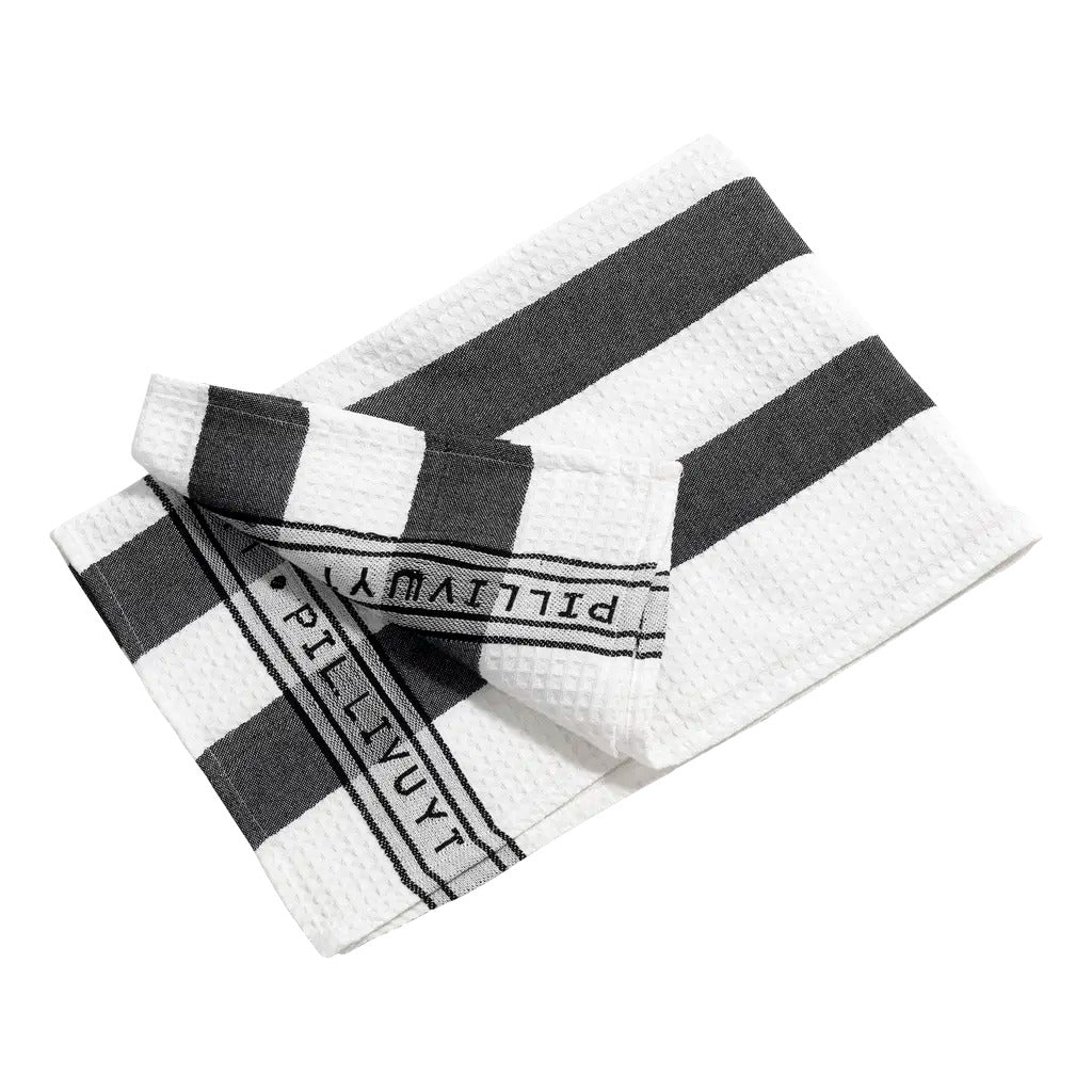 Produktbillede af Pillivuyt Viskestykke 90 x 60 cm sort/hvid brede striber i premium kvalitet