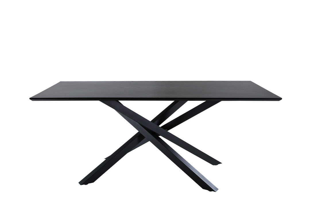 VENTURE DESIGN Piazza spisebord rektangulær sort finér og sort stål 180x90