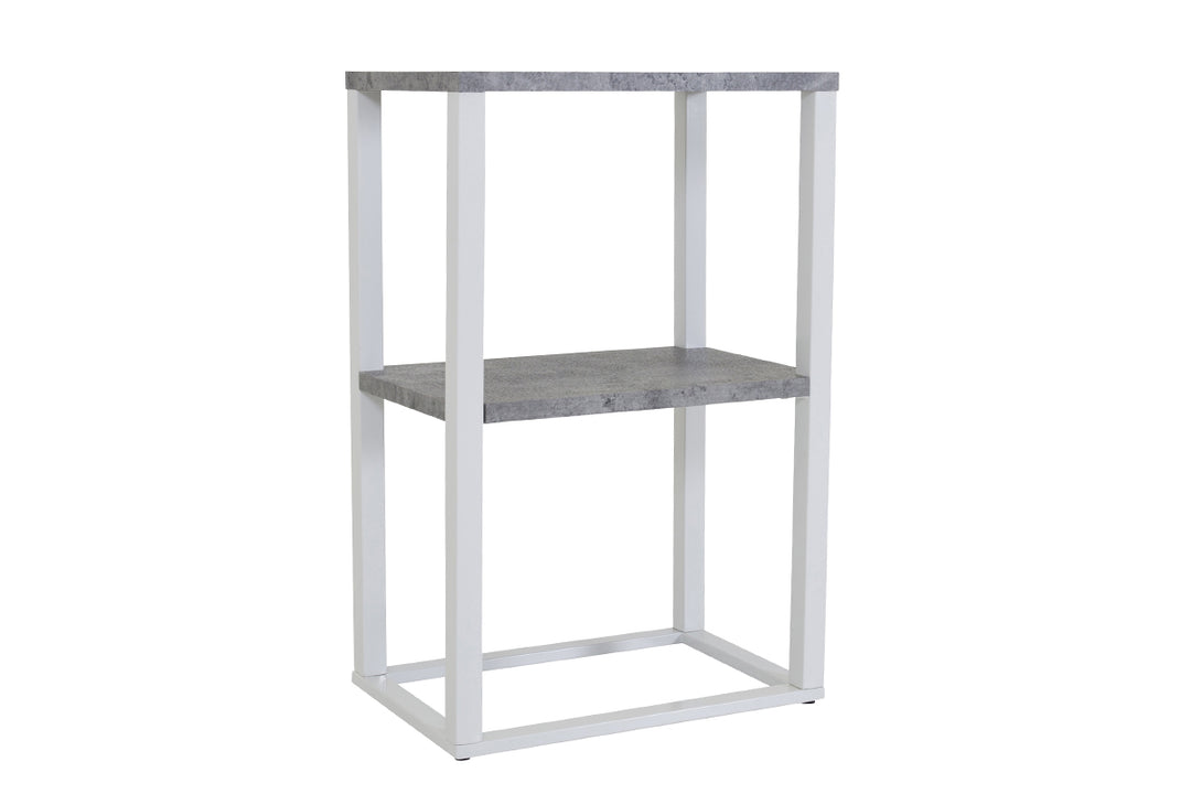 VENTURE DESIGN Rise sidebord rektangulær betongrå papirlaminat og hvid stål 45x30