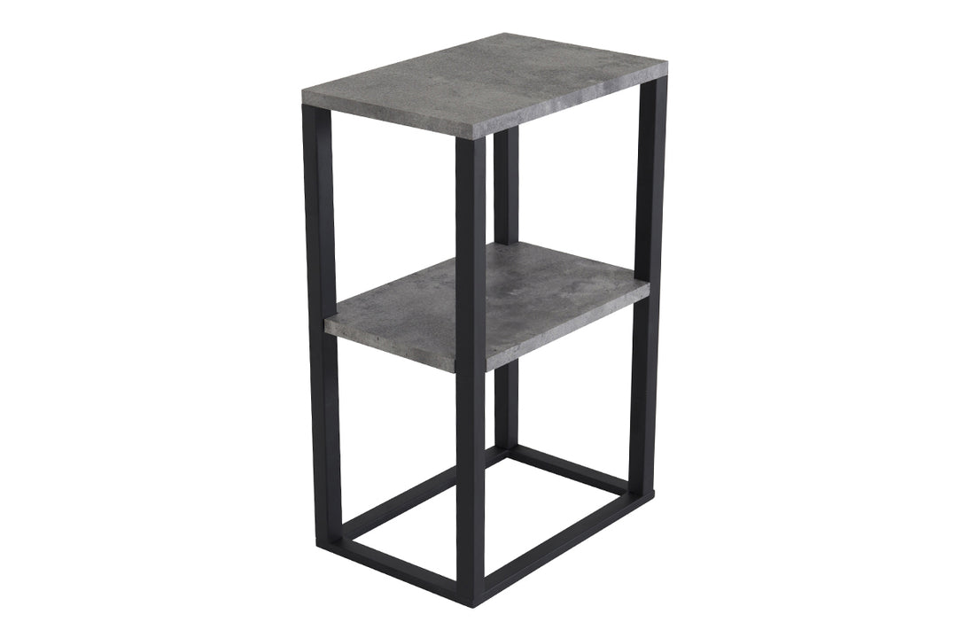 Produktbillede af VENTURE DESIGN Rise sidebord m. 1 hylde betongrå papirlaminat og sort stål 45x30 i premium kvalitet
