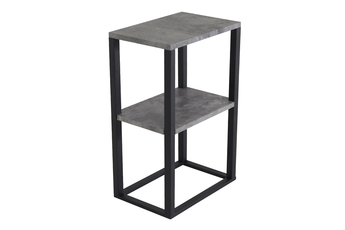Produktbillede af VENTURE DESIGN Rise sidebord m. 1 hylde betongrå papirlaminat og sort stål 45x30 i premium kvalitet