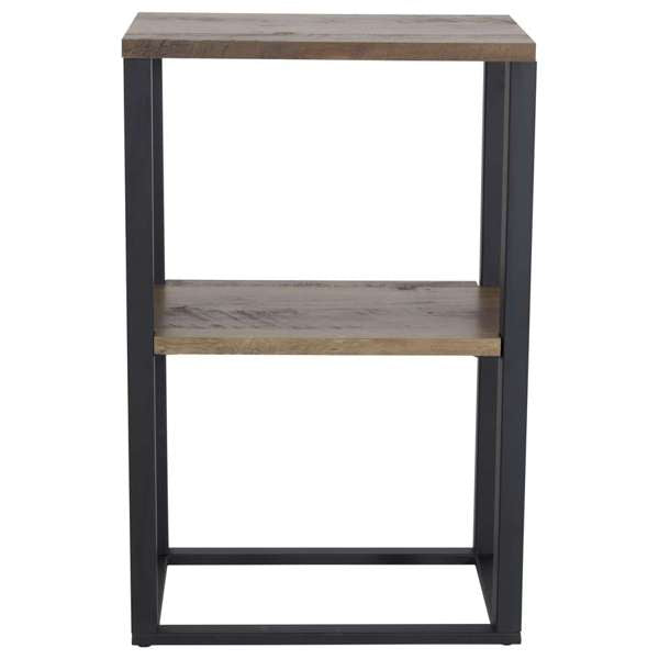 VENTURE DESIGN Rise sidebord m. 1 hylde teaktræsfarvet papirlaminat og sort stål 45x30