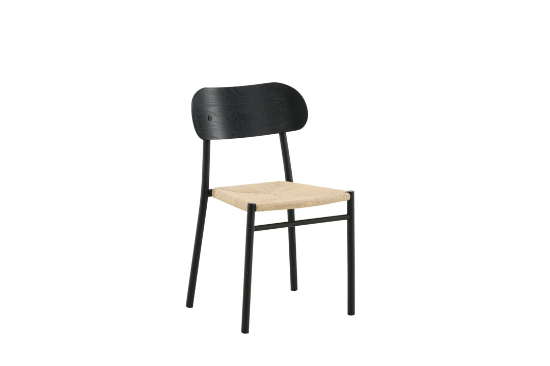 VENTURE DESIGN Polly spisebordsstol rattan og sort MDF med finér/metal