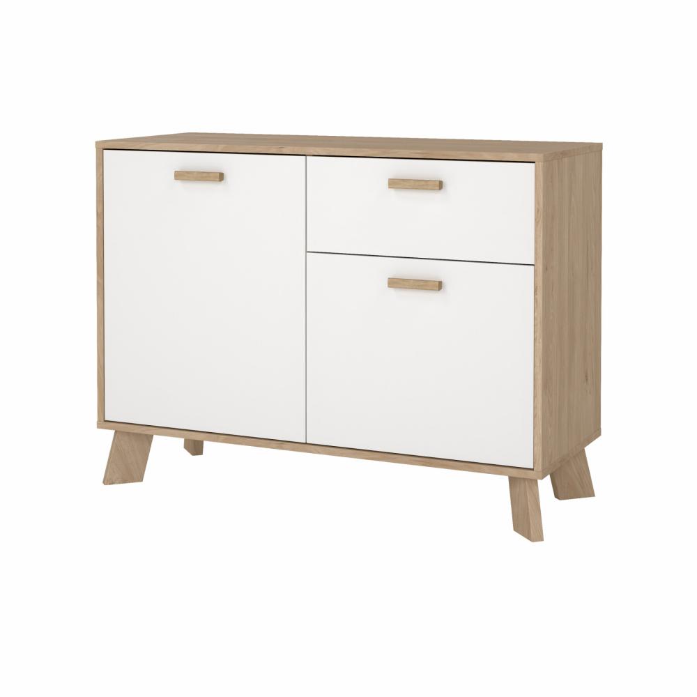 TVILUM Ikast Skænk 2 låger + 1 skuffe Jackson Hickory/Hvid 98,7 x 39,1 x 73 cm