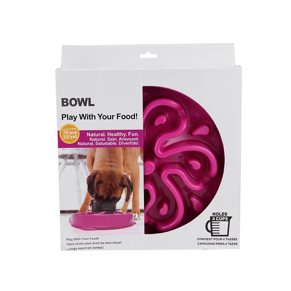 Produktbillede af Hundeskål der får din hund til at spise langsommere Rosa på tilbud