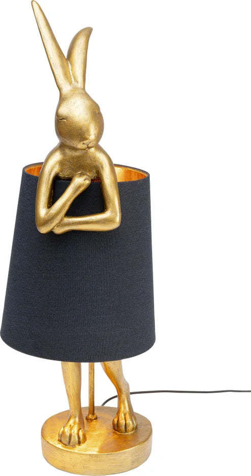 KARE DESIGN Animal Rabbit bordlampe sort hør og guld polyresin/stål