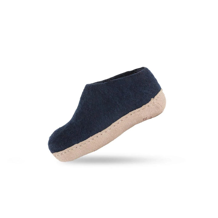 Uldhjemmesko Børn (100% ren uld) m/sål i skind Dansk Design fra SHUS 27 / blaa