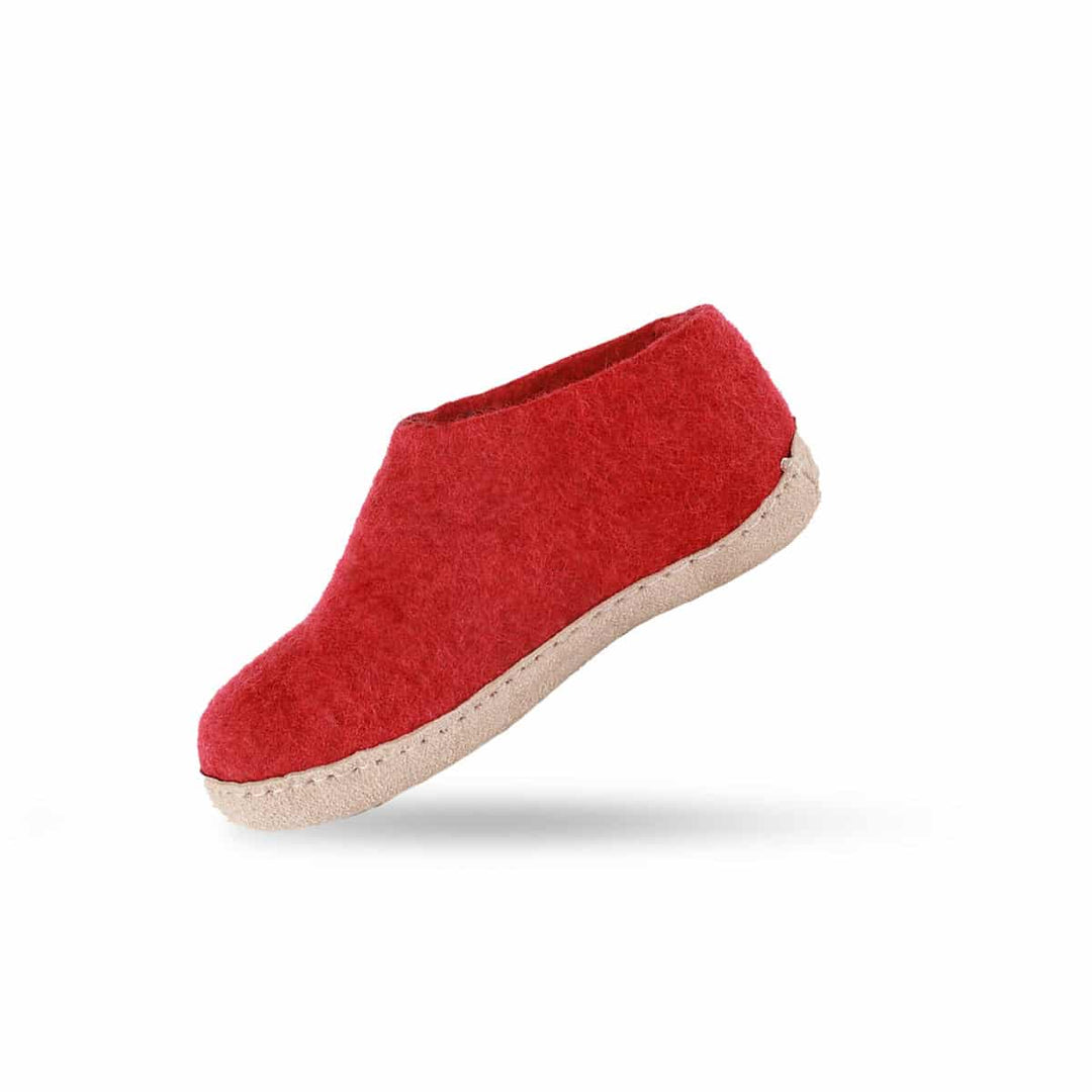 Uldhjemmesko Børn (100% ren uld) m/sål i skind Dansk Design fra SHUS 29 / roed