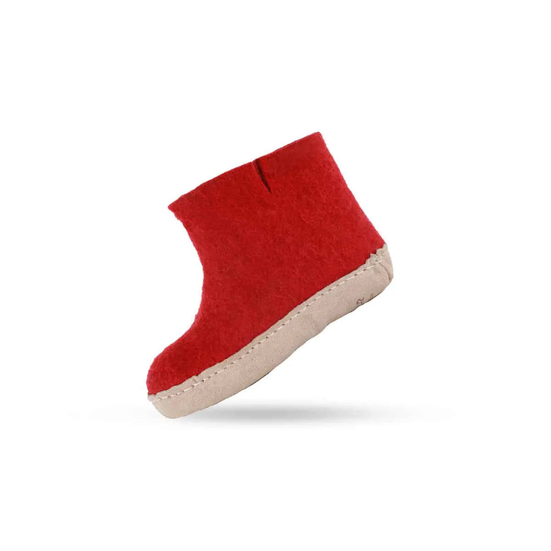 Uldstøvle Børn (100% ren uld) m/sål i skind Dansk Design fra SHUS roed / 25