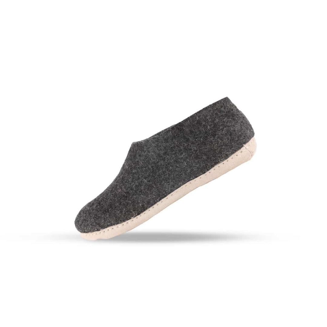 Uldhjemmesko (100% ren uld) m/sål i skind Dansk Design fra SHUS koks / 38