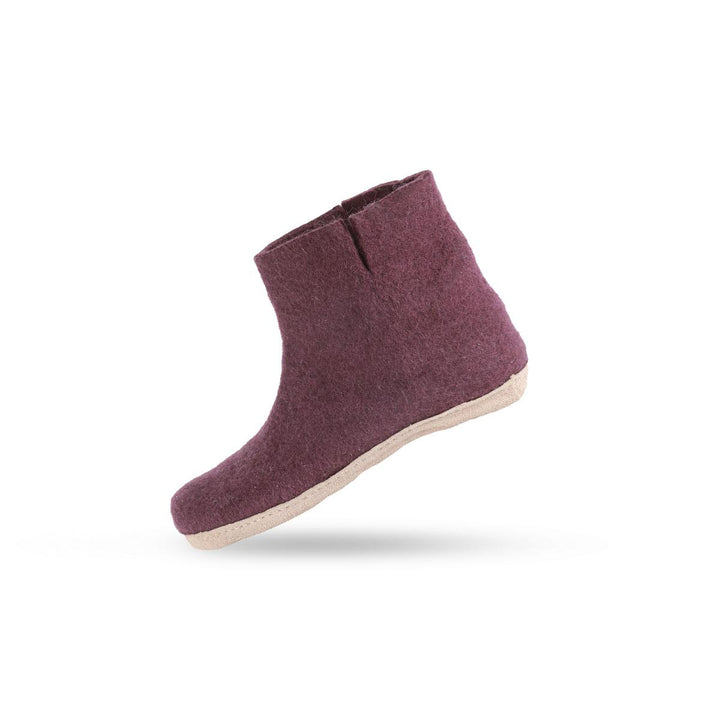 Uldstøvle Børn (100% ren uld) m/sål i skind Dansk Design fra SHUS lilla / 25
