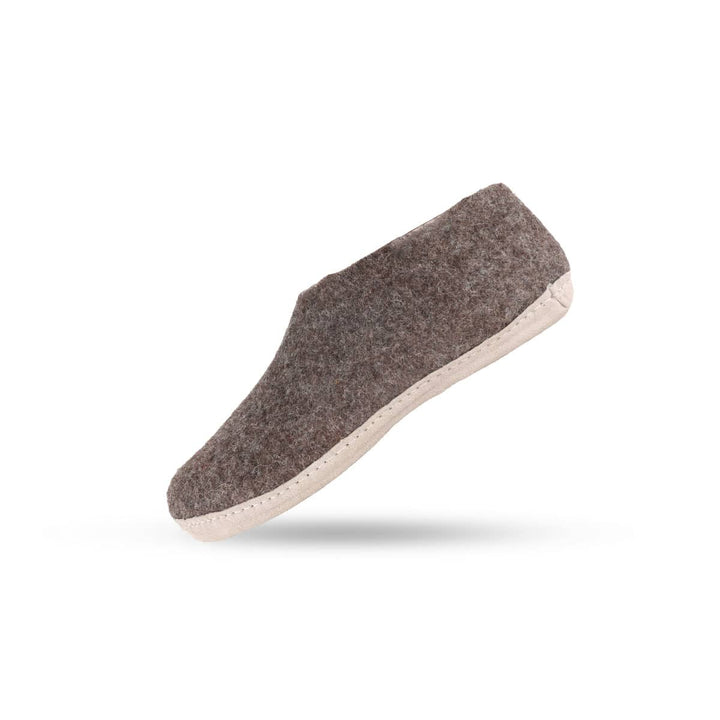 Uldhjemmesko (100% ren uld) m/sål i skind Dansk Design fra SHUS brun / 41