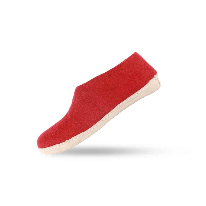 Uldhjemmesko (100% ren uld) m/sål i skind Dansk Design fra SHUS roed / 45