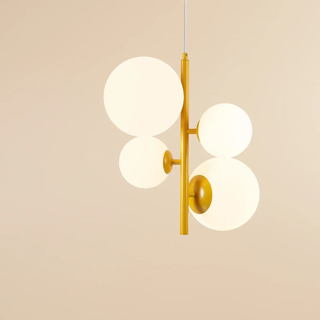 Produktbillede af Dizzy Loftlampe i sennepsgul metal og hvidt glas på tilbud i høj kvalitet