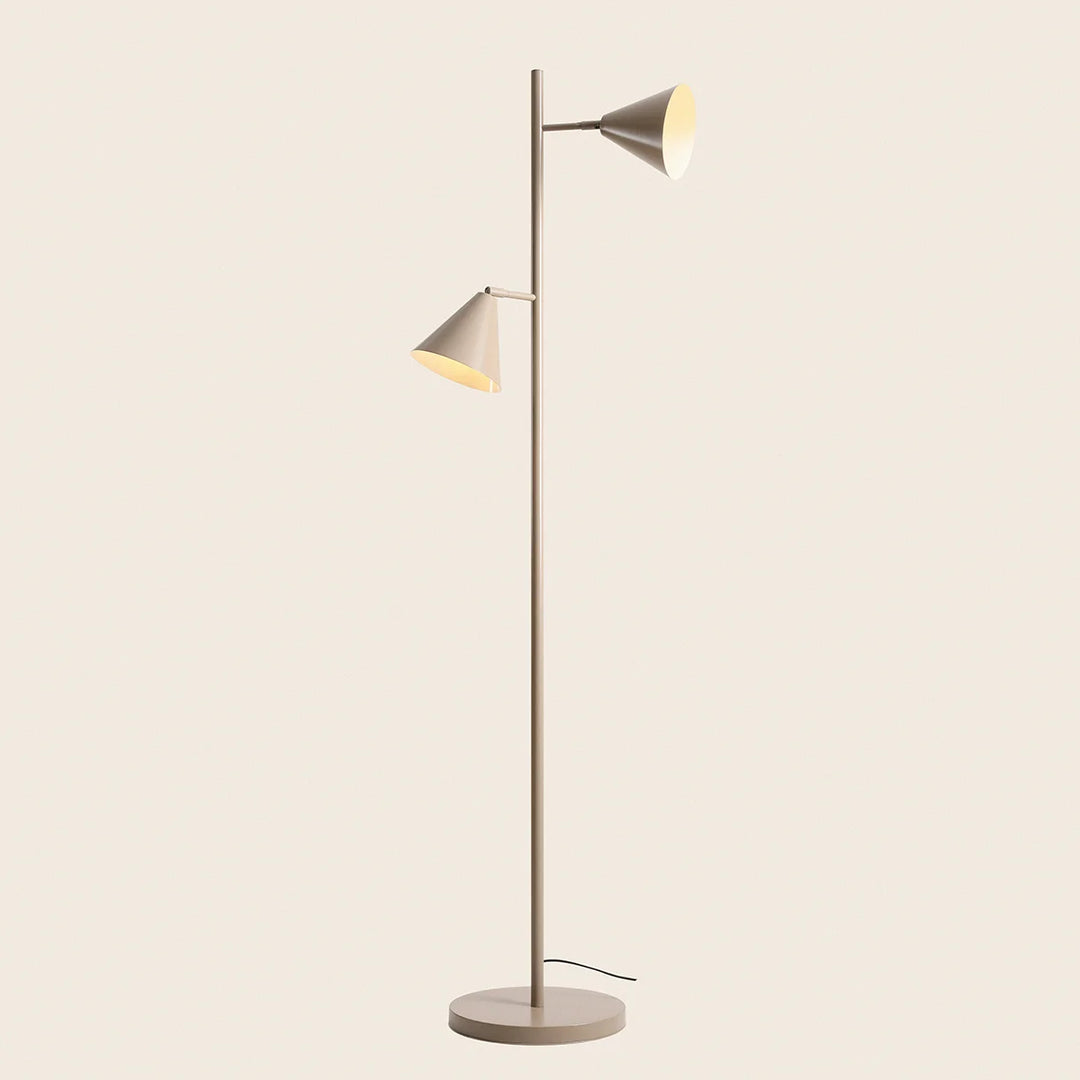 Produktbillede af Frigg- Gulvlampe med to skærme i beige metal på tilbud i høj kvalitet